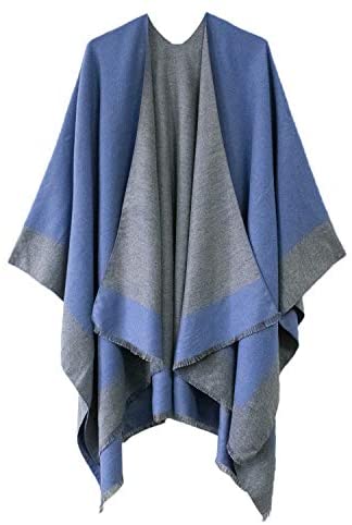 Women's Shawl Wrap Poncho Ruana Cape Cardigan Open Front Coat for Fall Winter Holiday