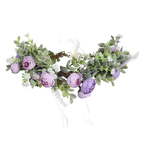 Flower Crown Headband Hair Garland - Bohemian Flower Headdress Hair Wreath Adjustable Halo Floral Headpiece for Women Girls Wedding Festival (Blue #1)