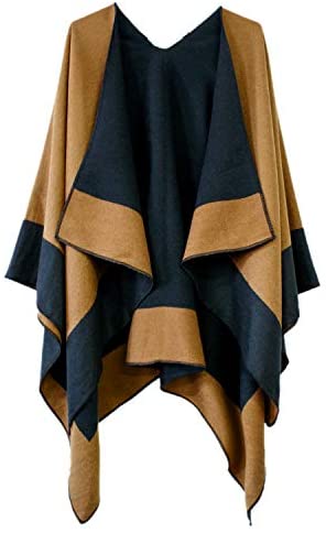 Women's Shawl Wrap Poncho Ruana Cape Cardigan Open Front Coat for Fall Winter Holiday