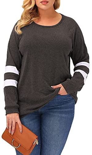 Plus Size Tunic Tops for Women Long Sleeve Fall Crewneck Tunics Sweatshirts to Wear with Leggings