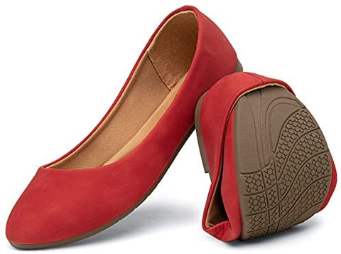 katliu Women Comfort Flats Round Toe Ballet Flats Slip on Walking Flat Shoes