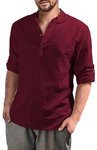 Mens Long Sleeve Henley Shirt