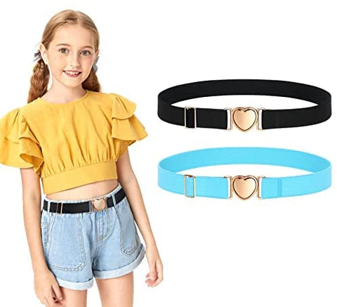 2 Pack Kids Elastic Stretch Belts Girls Belts