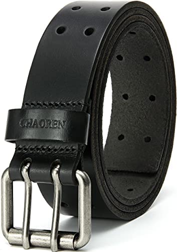Leather Work Belt, CHAOREN Double Prong Leather Belts for Men Heavy Duty 1 1/2", Mens Casual Belts for Jeans