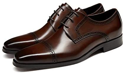 GIFENNSE Men's Dress Shoes Classic Calfskin Leather Wedding Oxford Formal Shoes