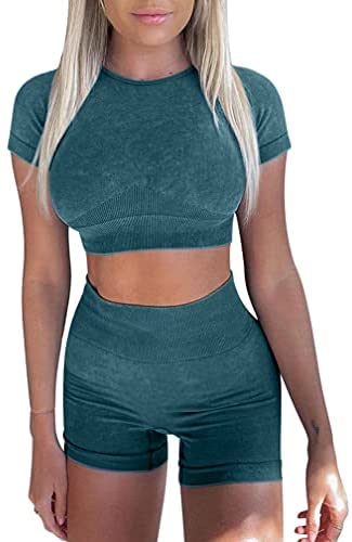 Women's 2 Piece Yoga Sportwear Crop Top Sets