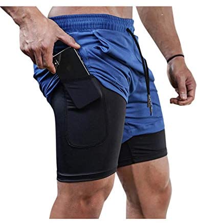 Men's 2 in 1 Active Short Elasticity Lightweight Quick Dry Jogger Shorts