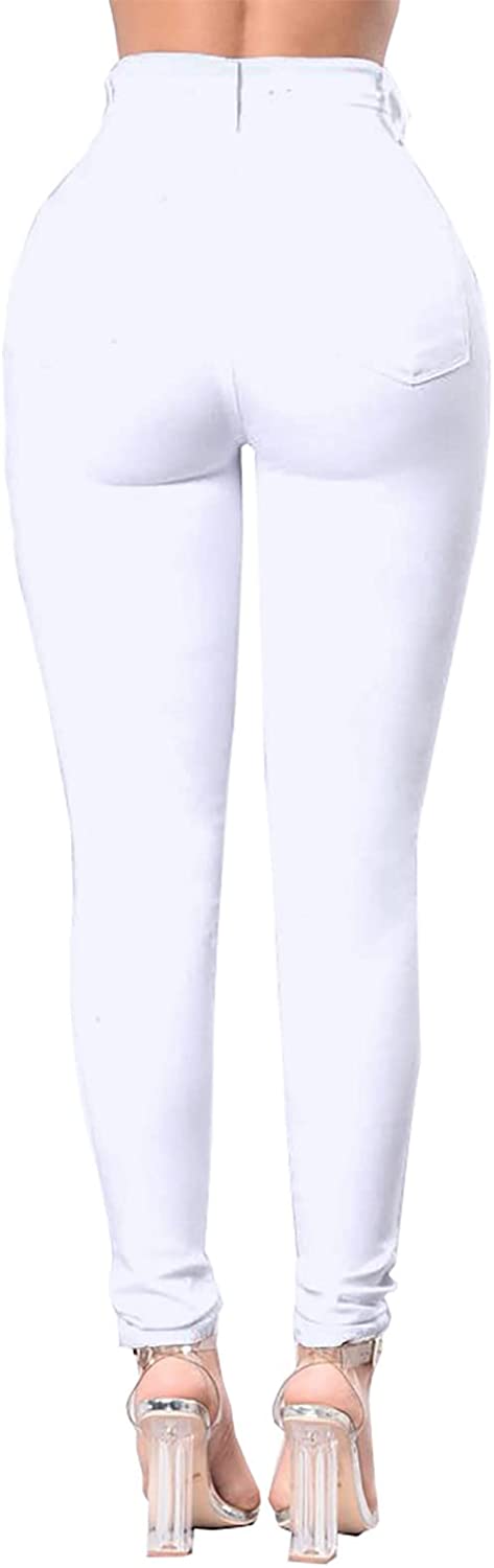 Women's High Waisted Booty Lifting Jeans Skinny Fit Casual Regular Denim Pants Solid Fashion Jeans Pants with Pockets