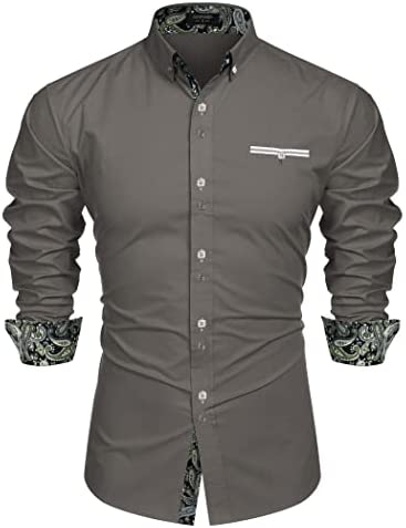 Men's Dress Shirt Long Sleeve Casual Button Down Shirts