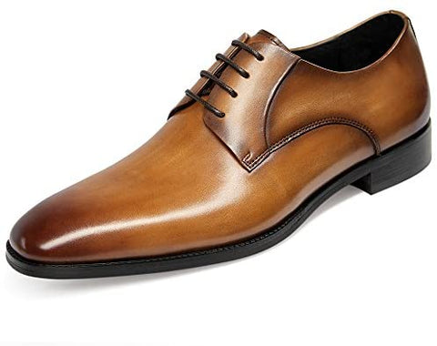 GIFENNSE Men's Handmade Leather Modern Classic Lace up Leather Lined Perforated Dress Oxfords Shoes