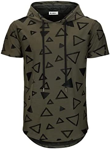 KLIEGOU Men's Hipster Hip Hop Hoodie Hole Tshirt 1705-2…