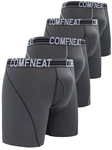 Men's Sport Boxer Briefs Performance Underwear with Fly 4-Pack