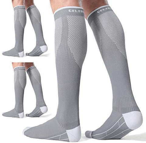CelerSport 3 Pairs Compression Socks for Men and Women 20-30 mmHg Running Support Socks