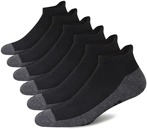 Mens Ankle Socks Low Cut Athletic Cushioned Running Tab Socks 6 Pack