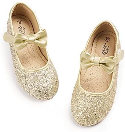 Heel The World Girls Flat Mary Jane Dress Shoes Ballerina Party Flats with Bow