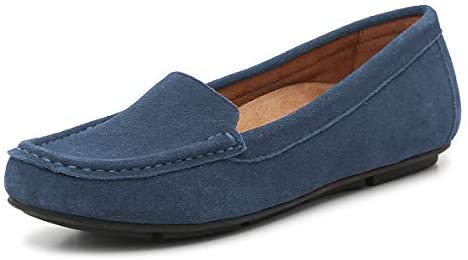 FSJ Women Comfy Closed Round Toe Moccasins Slip on Flat Slipper Soft Sole Loafer Daily Walking Shoes