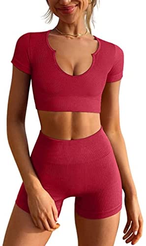 Women's  High Waist Sports Shorts Sets