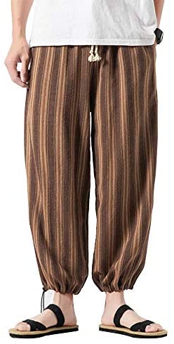 Men's Vertical Striped Print Casual Baggy Harem Pants