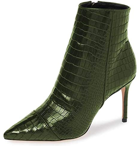 FSJ Women Sexy Lizardskin Ankle Boots Pointy Toe Slender High Heels Winter Party Shoes Size 4-15 US