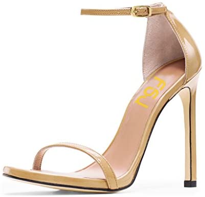 FSJ Women Elegant Ankle Strap Sandals Open Toe High Heels Shoes for Office Ladies Size 4-15 US
