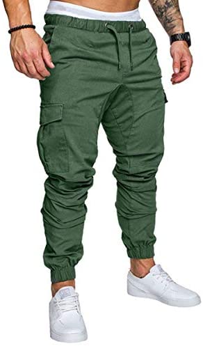 Men's Fashion Joggers Sports Trousers Casual Elastic Waist Cotton Cargo Pants