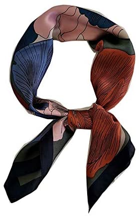 FONYVE Silk Feeling Scarf Medium Square Satin Head Scarf for Women 27.5 × 27.5 inches