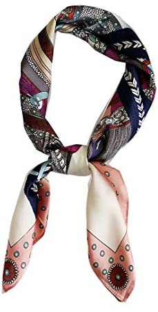 FONYVE Silk Feeling Scarf Medium Square Satin Head Scarf for Women 27.5 × 27.5 inches