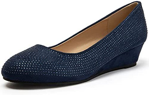 katliu Women Wedge Pumps Comfort Low Heel Pumps Shoes Classic Round Toe Dress Pumps