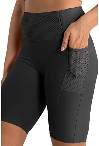 Womens Mesh Stretch 7 inch Yoga Shorts Workout Running Slim Tights with Pockets