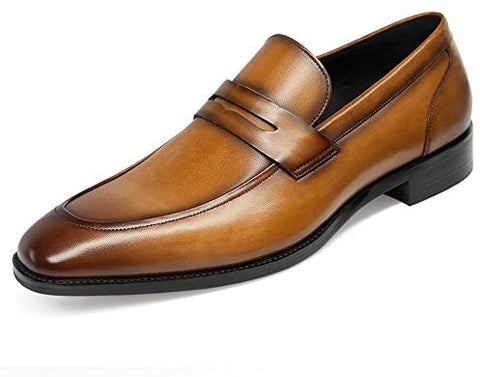 GIFENNSE Men's Dress Shoes Slip-On Loafers Formal Leather Shoes for Men