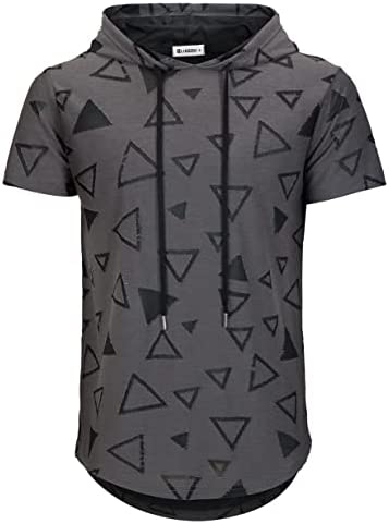 KLIEGOU Men's Hipster Hip Hop Hoodie Hole Tshirt 1705-2…