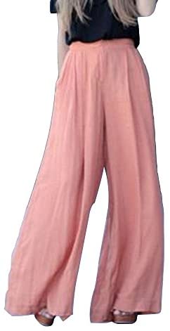 Women's Wide Straight Leg Pants High Waist Pleated Long Trouser Pant with Pocket