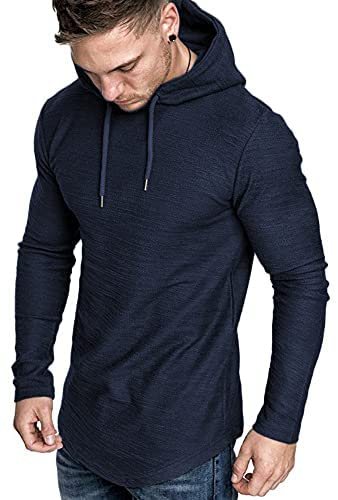 Mens Gym Workout Hoodies Athletic Bodybuilding Muscle Lightweight Hooded Sweatshirts