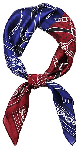 Vabovin 27.5" Silk Feeling Scarf Medium Square Satin Headscarf Fashion Pattern Hair Scarves and Wraps for Women