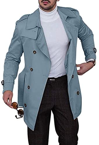 Men's  Slim-Fit Trench Coat with Belt