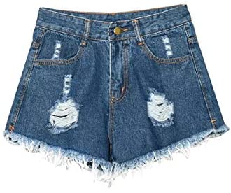 Women's Casual High Waisted Ripped Cutoff Distressed Denim Shorts