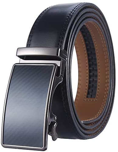 Lavemi Men's Real Leather Ratchet Dress Belt with Automatic Buckle,Elegant Gift Box