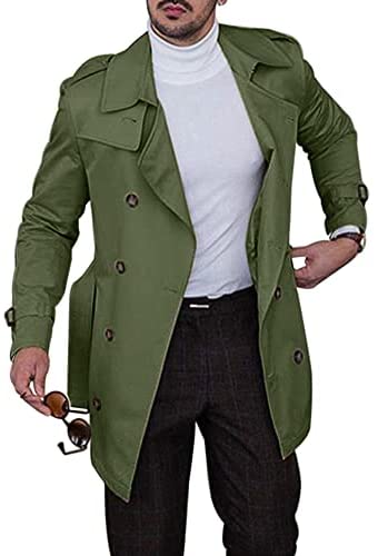 Men's  Slim-Fit Trench Coat with Belt