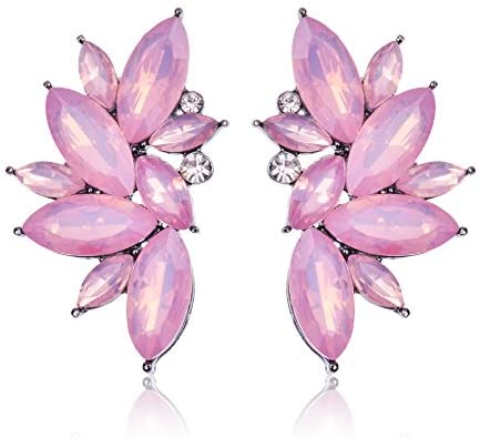 Cluster Crystal Teardrop Flower Design Stud Earrings Fine Jewelry for Women Valentines Day Gifts for Her
