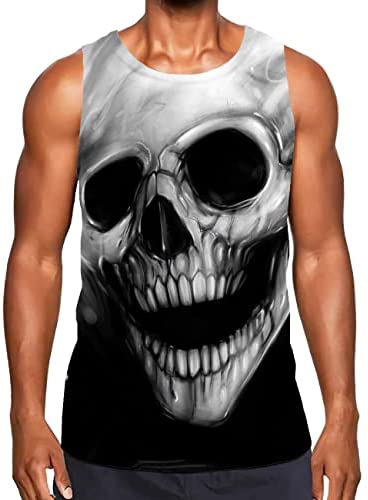 KYKU Men's Funny 3D Print Tank Top Cool Graphic Gym Workout Sleeveless Graphic T-Shirts