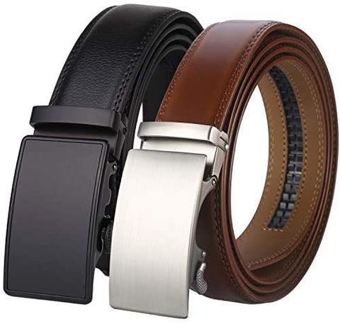 Lavemi Men's Real Leather Ratchet Dress Belt with Automatic Buckle,Elegant Gift Box