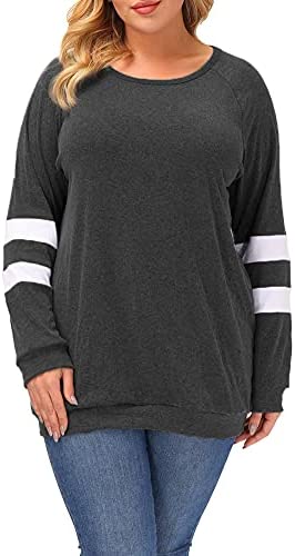 Plus Size Tunic Tops for Women Long Sleeve Fall Crewneck Tunics Sweatshirts to Wear with Leggings