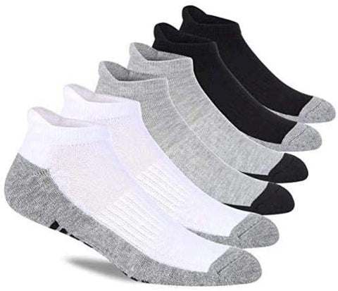 Mens Ankle Socks Low Cut Athletic Cushioned Running Tab Socks 6 Pack