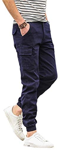 Men's Zip Button Closure Ankle Cuffed Leg Outdoor Jogger Pants