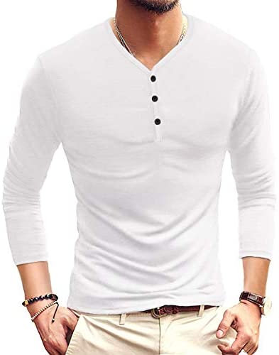 Mens Casual Slim Fit Basic  Short/Long Sleeve Cotton T-Shirt