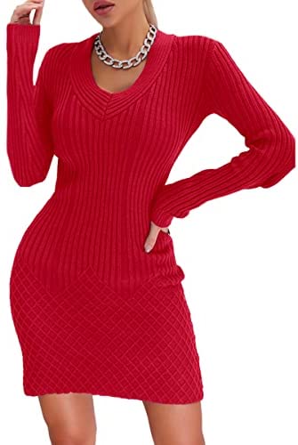 women's Waffle Tunic Knitted Sweater Dress