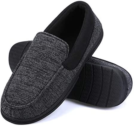 mysoft Men's House Slippers Memory Foam Classic Moccasin Slip on Shoes Anti-Slip Sole Indoor Outdoor