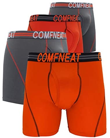 Men's Sport Boxer Briefs Performance Underwear with Fly 4-Pack