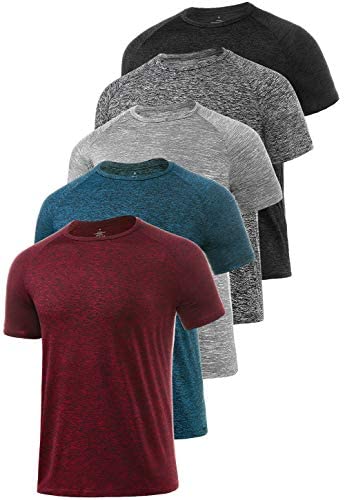Xelky 4-5 Pack Men's Dry Fit T Shirt Moisture Wicking Athletic Tees Exercise Fitness Activewear Short Sleeves Gym Workout Top