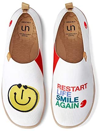 UIN Smiley Slip On Fashion Sneakers Cute Casual Fancy Art Painted Comfort Soft Shoes